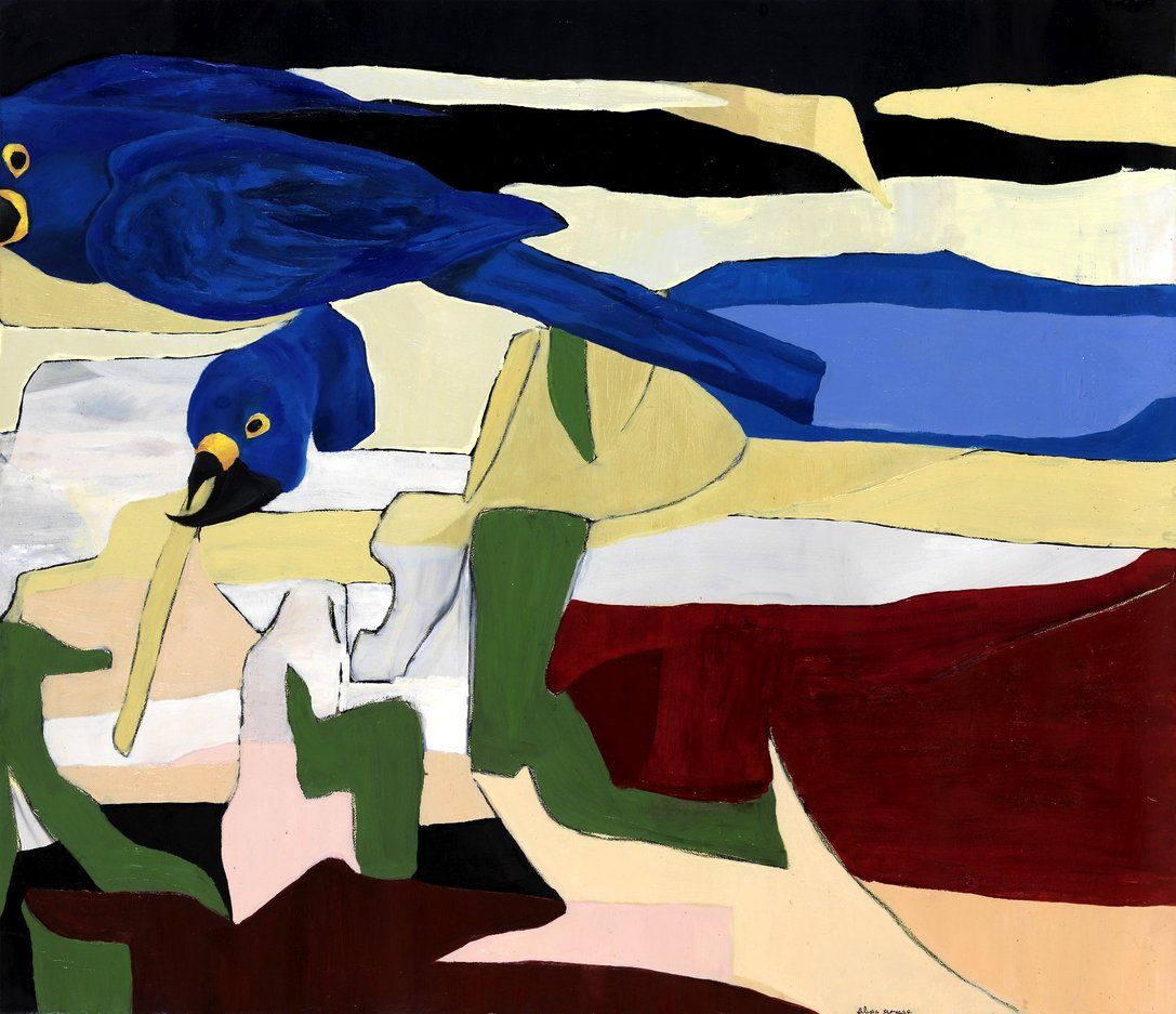 01 portada pajaros azules 2010 aceite carboncillo sobre papel la ciudad y los pajaros